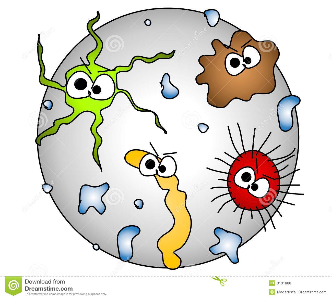 Clip Art Cartoon Illustration Of Nasty Looking Germs Viruses Or
