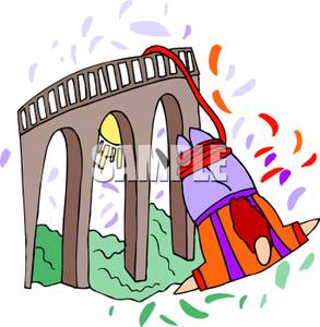 Clip Art Image  A Person Bungee Jumping Off A Bridge