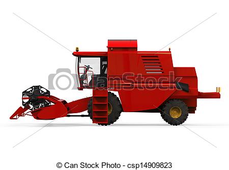 Clip Art Of Combine Harvester Isolated   Combine Harvester Isolated On