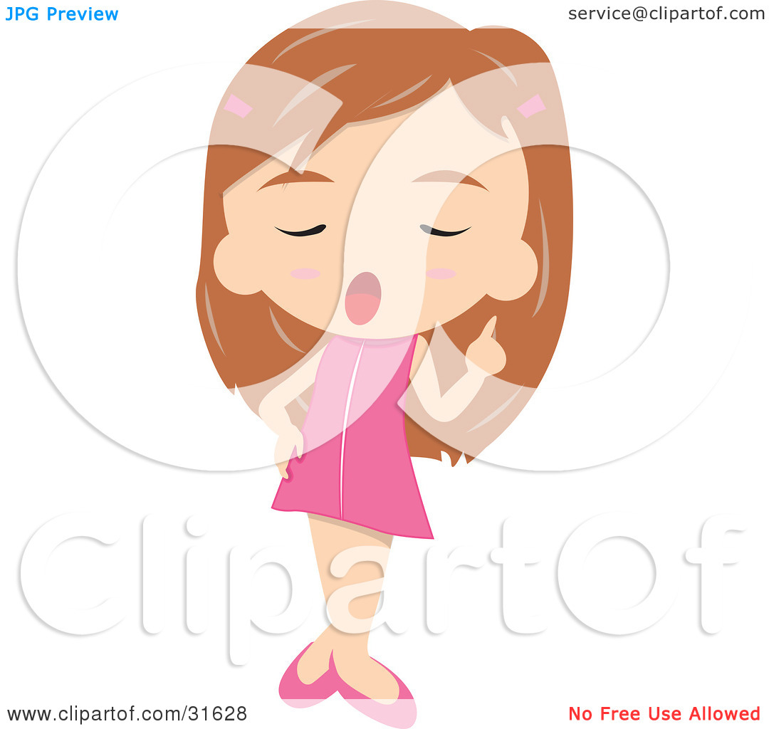 Clipart Illustration Of A Sassy Little Girl In A Pink Dress Holding