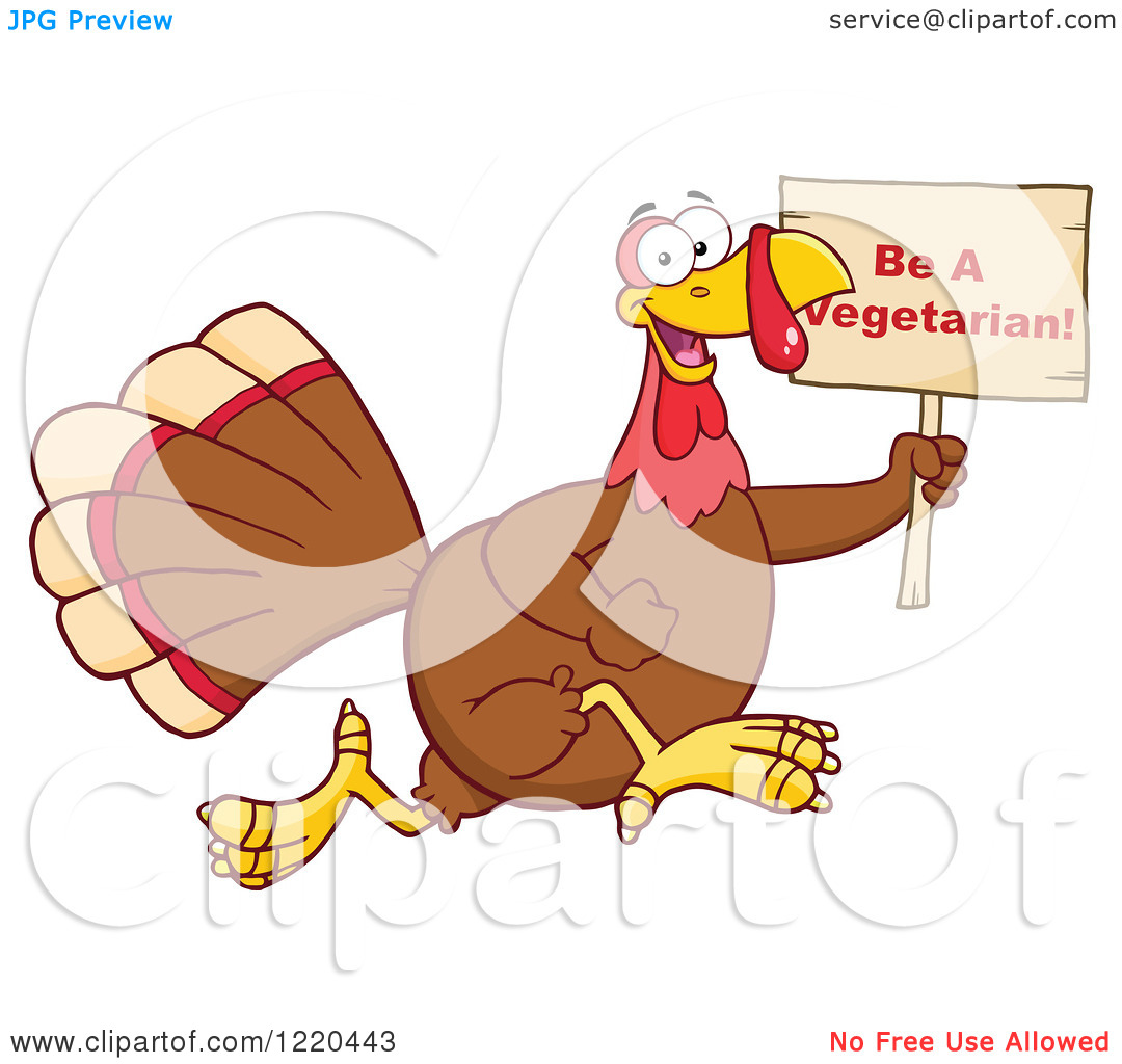 Clipart Of A Happy Thanksgiving Turkey Bird Running With A Be A