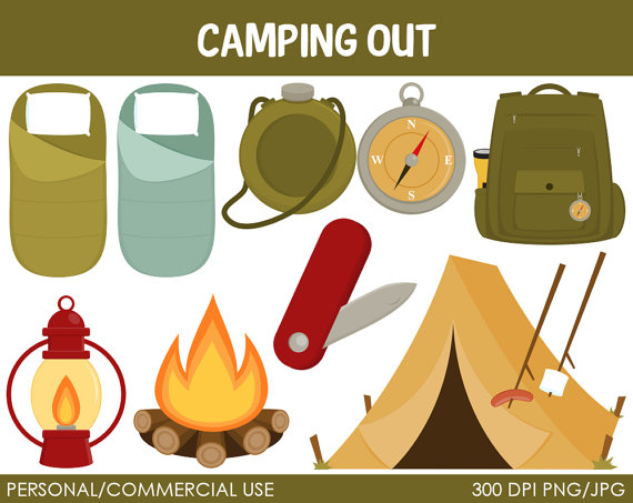 Items Similar To Camping Clipart   Digital Clip Art Graphics For