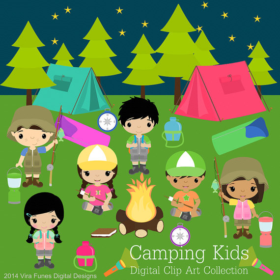 Items Similar To Camping Kids Digital Clip Art Clipart On Etsy
