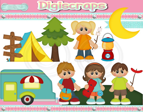 Items Similar To Gone Camping Clip Art Set   Clipart Scrapbooking Set
