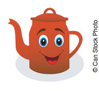 Merry Red Tea Pot On A White Background Vector Illustration