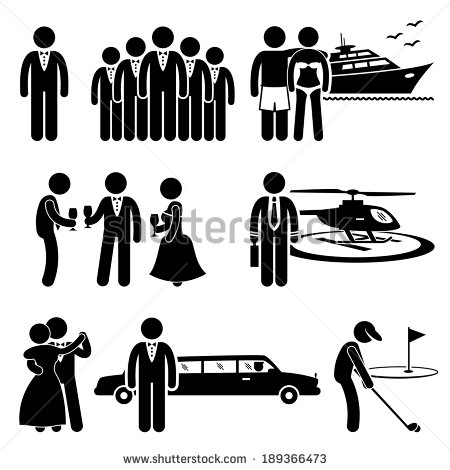 Rich People High Society Expensive Lifestyle Activity Stick Figure    