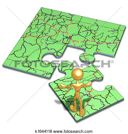 Road Map Concept Puzzle View Large Illustration