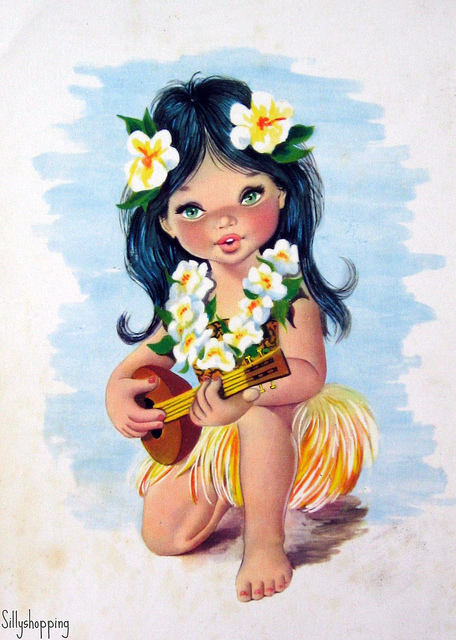 Vintage Big Eyed Hula Girl Postcard   Flickr   Photo Sharing