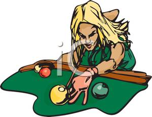 Woman Playing Snooker   Royalty Free Clipart Picture