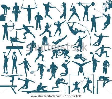 Athlete Silhouettes Set   Sports Vector Illustration   Stock Vector