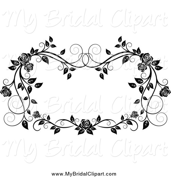 Black And White Rose Frame Bridal Clip Art Seamartini Graphics