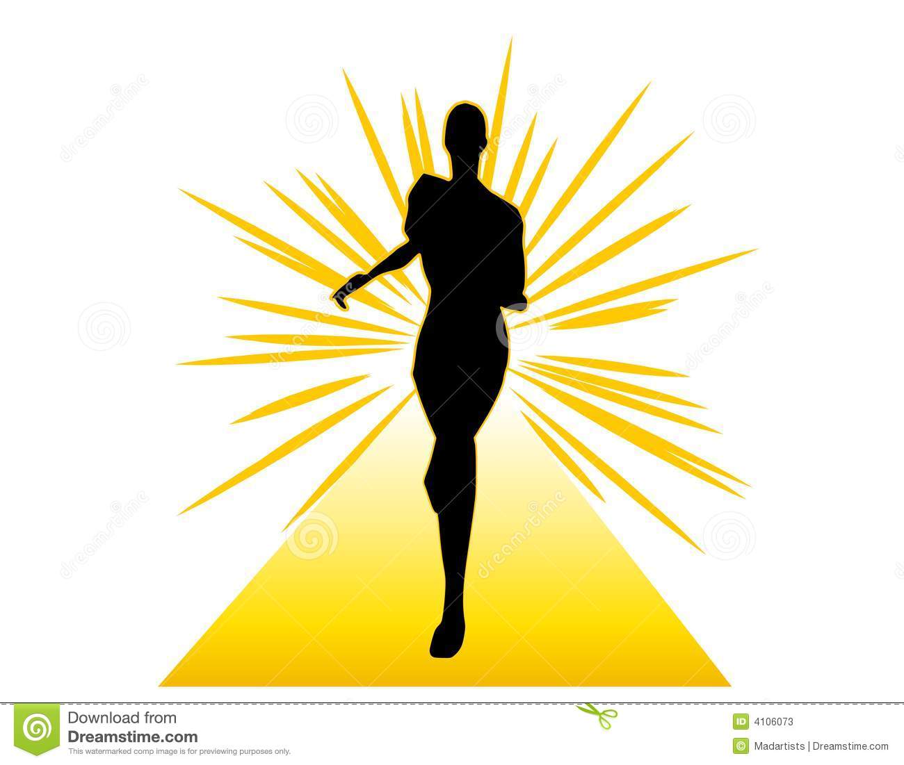 Clip Art Illustration Featuring A Female Runner On A Gold Surface
