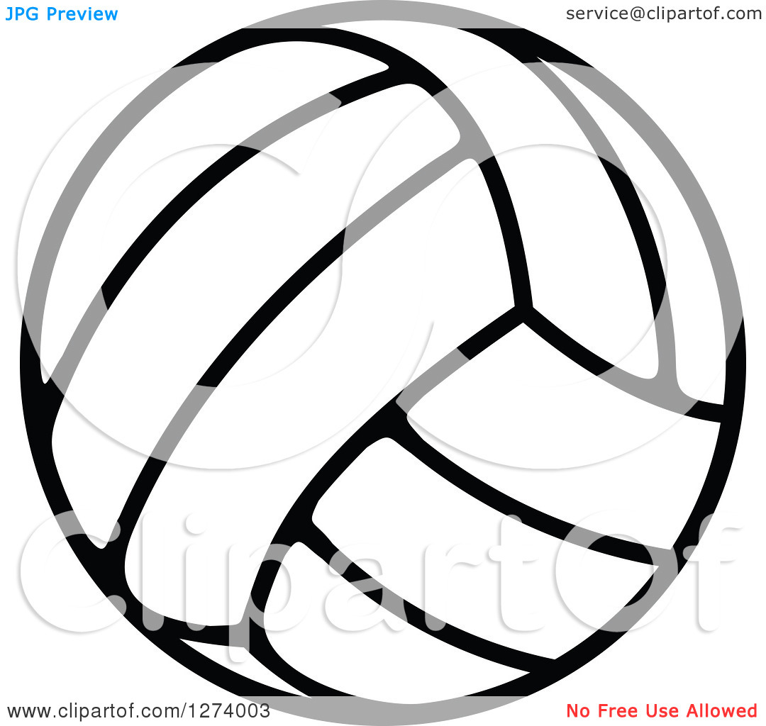 Clipart Of A Black And White Volleyball   Royalty Free Vector