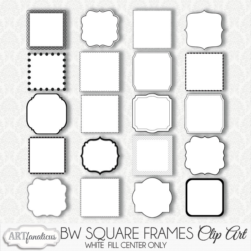 Cliparts Bw Square Frames Clipart 20 Frames Labels Belly Belt    