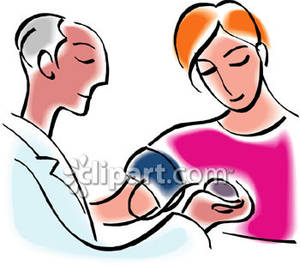 Doctor Taking Patient S Blood Pressure   Royalty Free Clipart Picture
