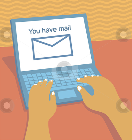 Email On Laptop Stock Vector Clipart Illustration Of Email Coming In