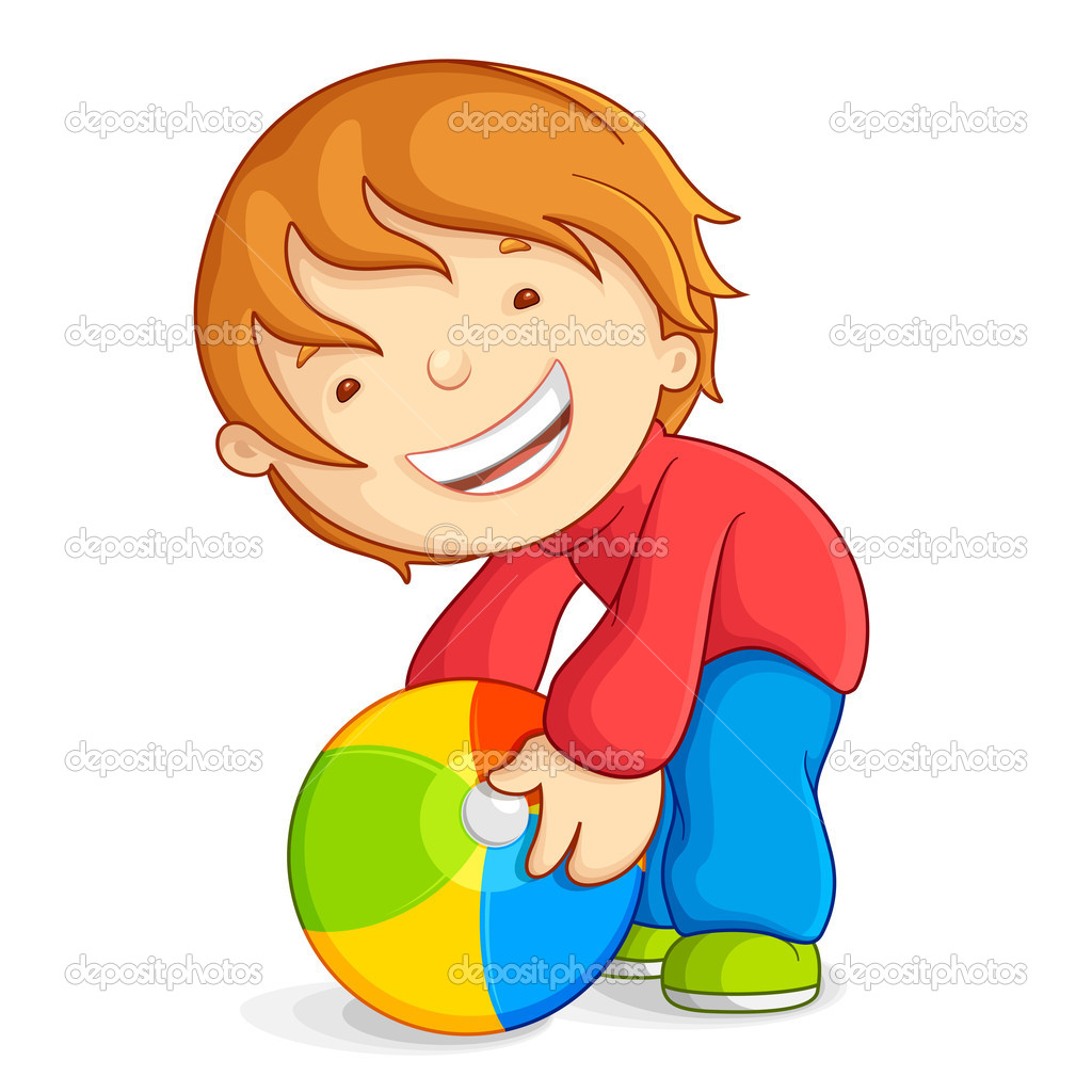 Enfant Qui Joue Avec Le Ballon De Plage   Image Vectorielle