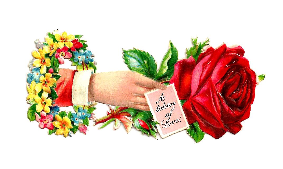 Free Flower Clip Art  Red Rose Graphic Victorian Die Cut Token Of Love