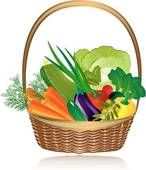 Free Vegetable Clip Art   Basket Of Vegetables   Clipart Graphic