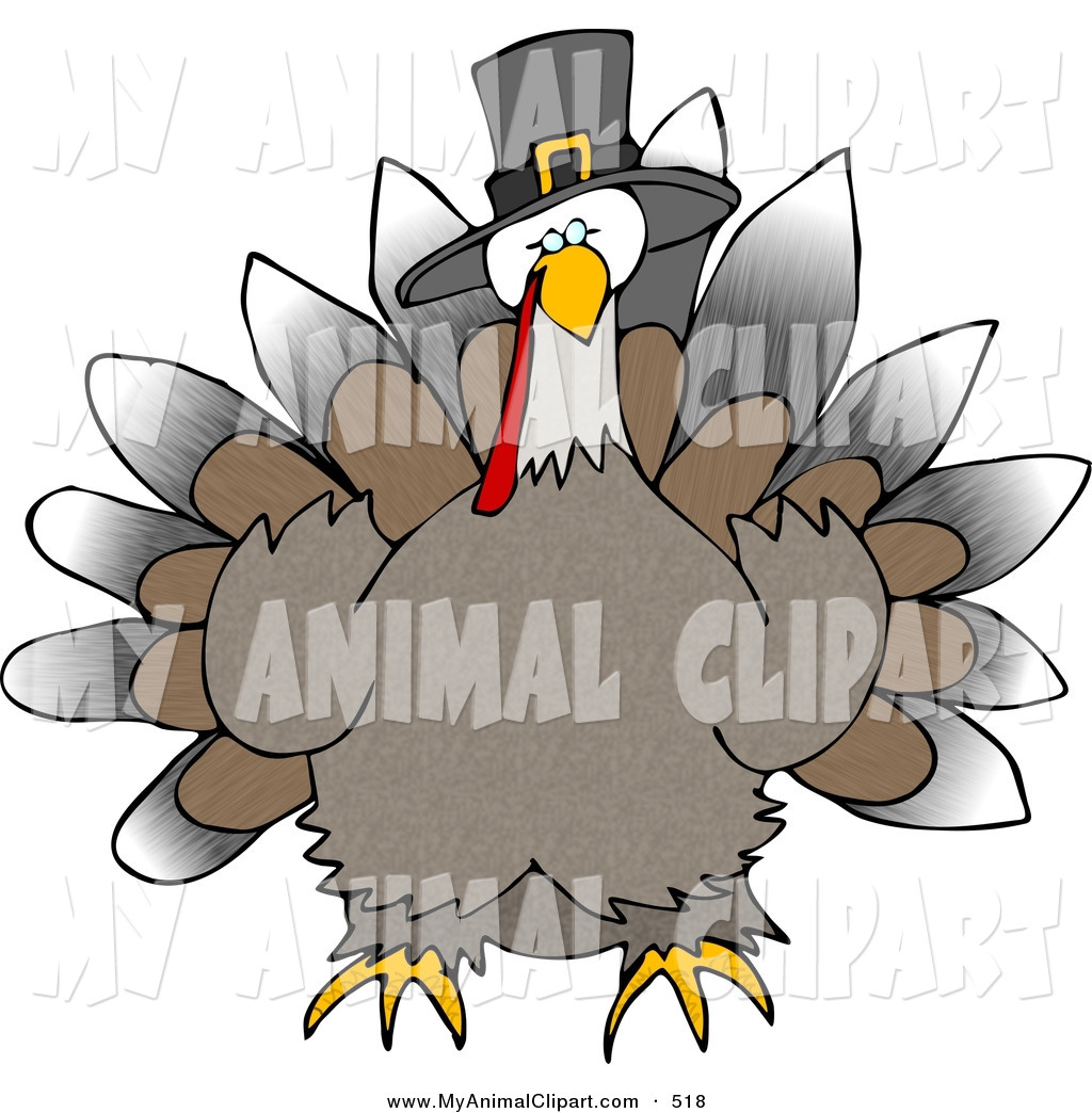 Holiday Clip Art Plump Wild Thanksgiving Turkey Wearing Pilgrim