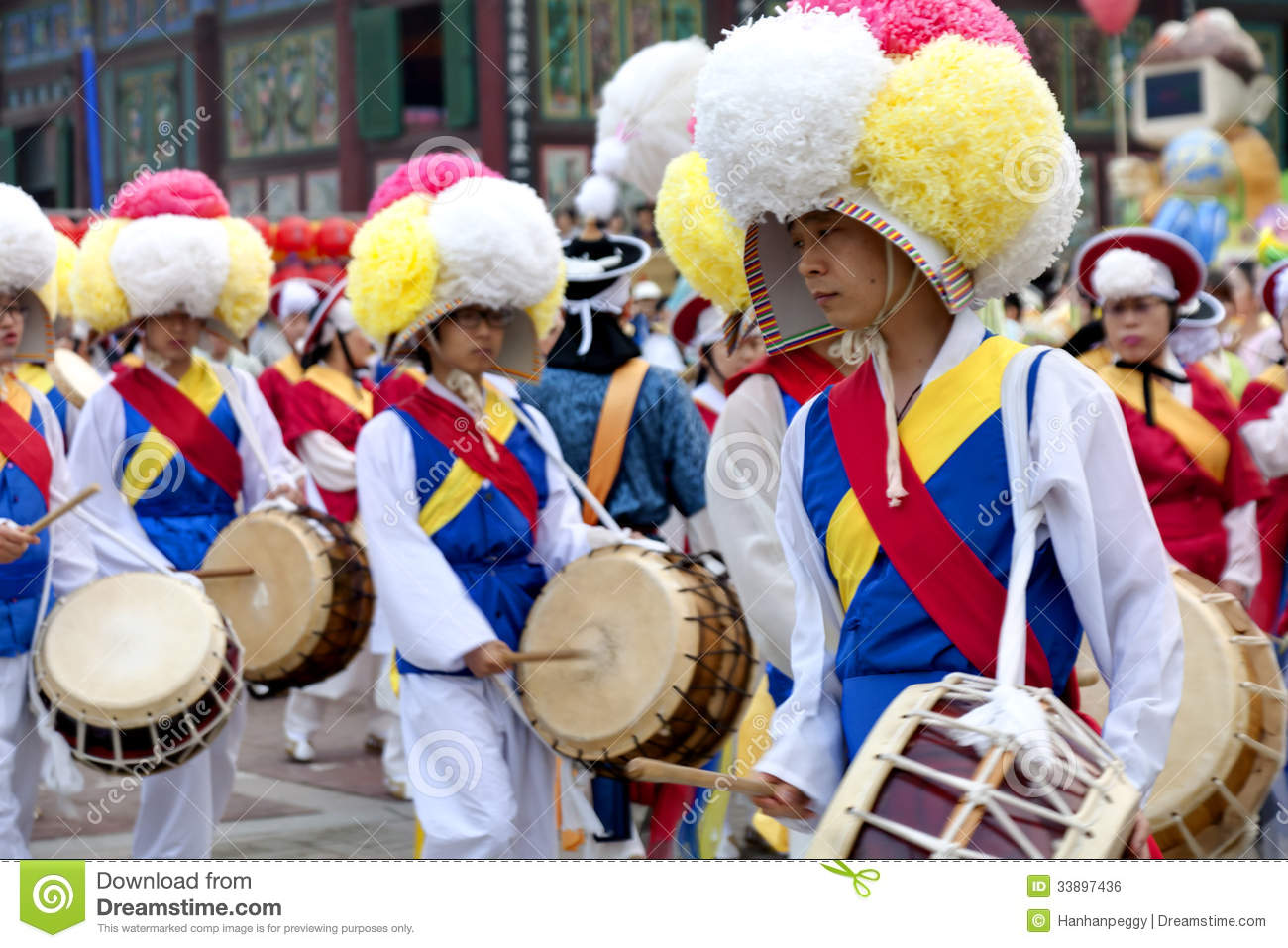 Korean Traditional Dance Seoul South Korea May People Wearing Clothes