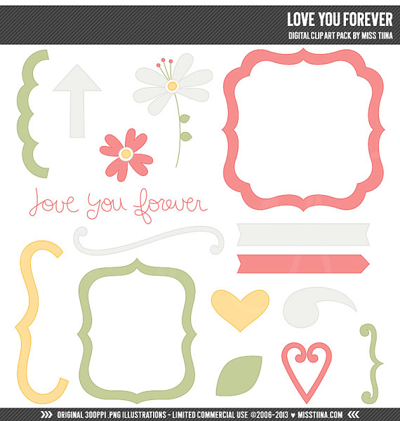 Love You Forever Digital Clipart Clip Art Illustrations   Instant