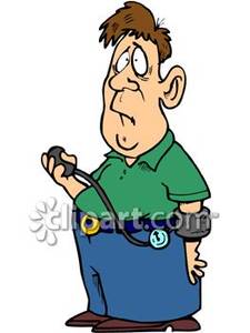 Man Taking His Own Blood Pressure   Royalty Free Clipart Picture