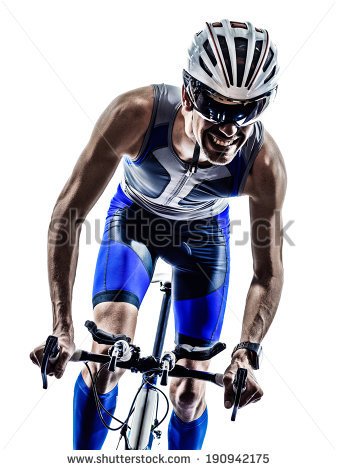 Man Triathlon Iron Man Athlete Bikers Cyclists Bicycling Biking In    