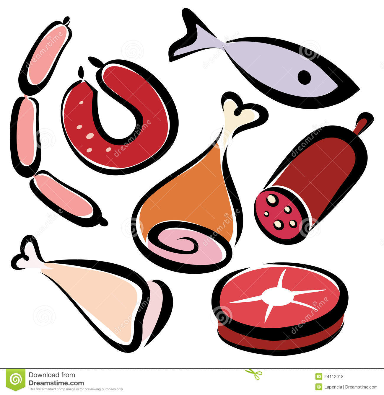 Meat Clipart Set Of Meat And Fish Icons