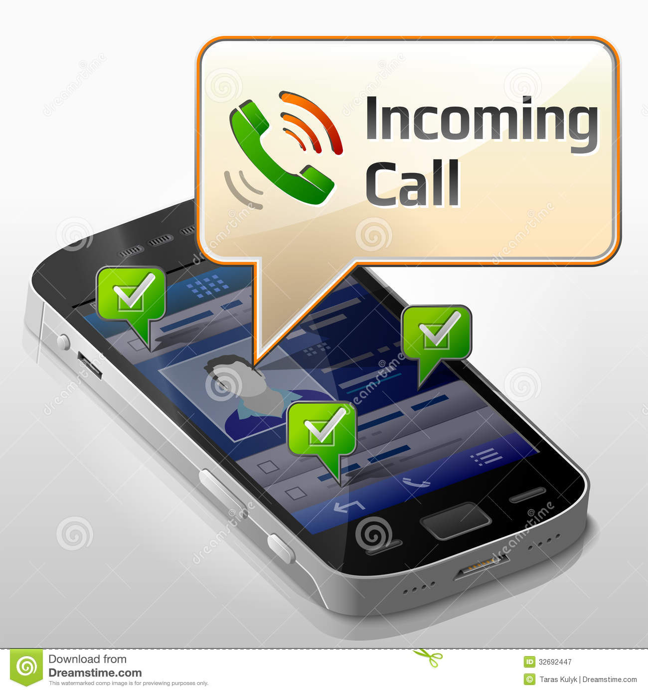  Message Bubble Incoming Call Dialog Box Pop Up Over Screen Phone    