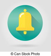 Notifications Call Icon With Bell On Color Round  Stock Illustrations
