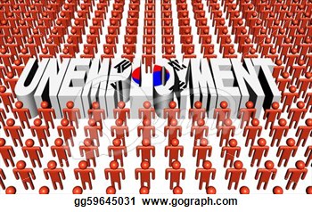 South Korean People With Unemployment Text Illustration  Clip Art