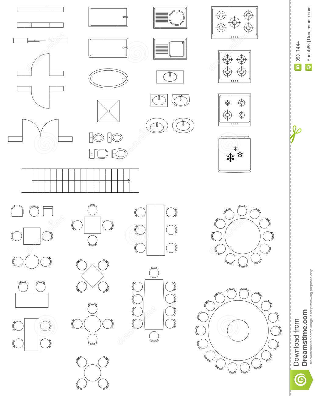 Standard Symbols Used Architecture Plans Icons Set Vector Illustration