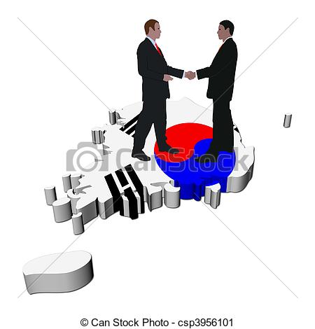 Stock Illustration   Business People Shaking Hands On South Korea Map