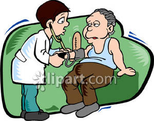 Taking A Tired Man S Blood Pressure   Royalty Free Clipart Picture