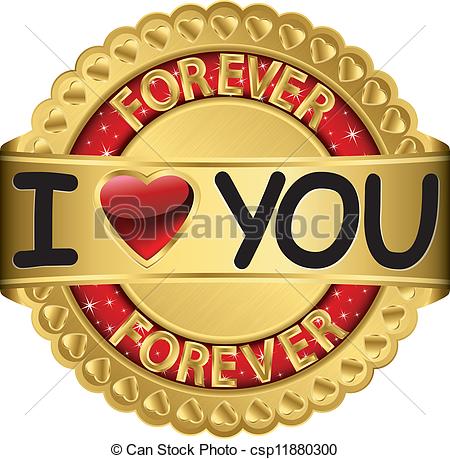 Vector Clipart Of I Love You Forever Golden Label   I Love You Golden    