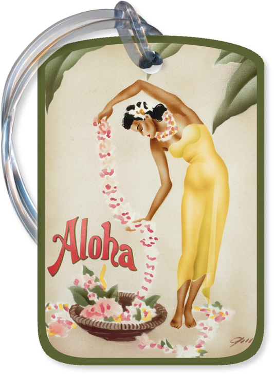 Vintage Art Deco Hawaiian Luggage Tag Hula Girl Hawaii   Ebay