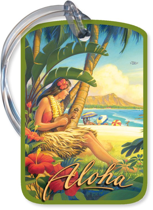 Vintage Travel Hawaiian Luggage Tag Hula Girl Hawaii   Ebay