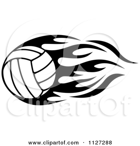 Volleyball Clipart 1127288 Clipart Of A Black And White Volleyball