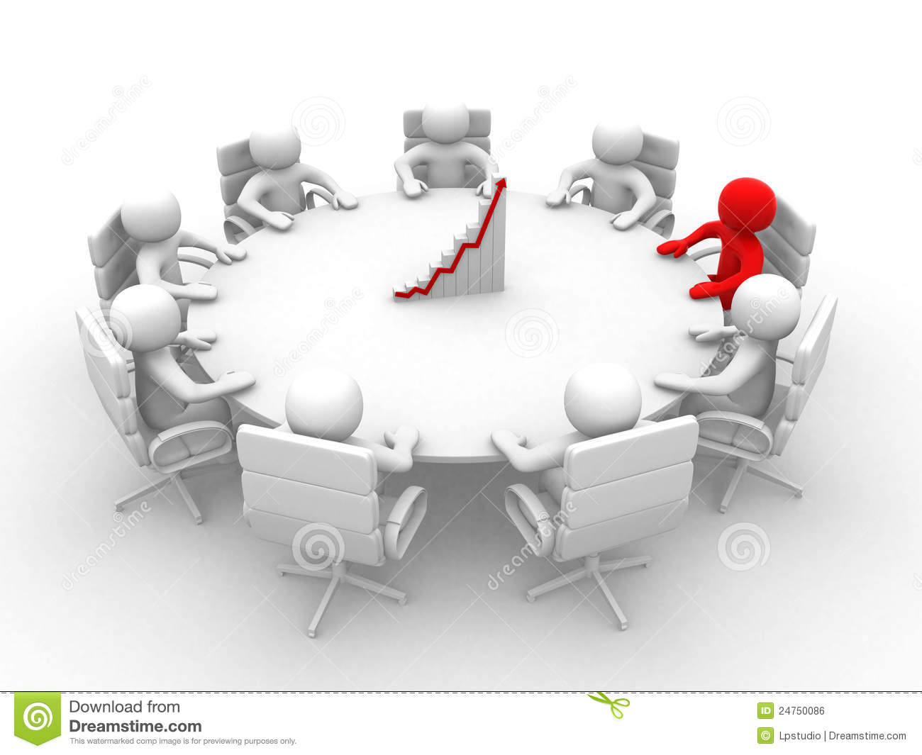 3d Man Sitting At A Round Table And Having Business Meeting   This Is    