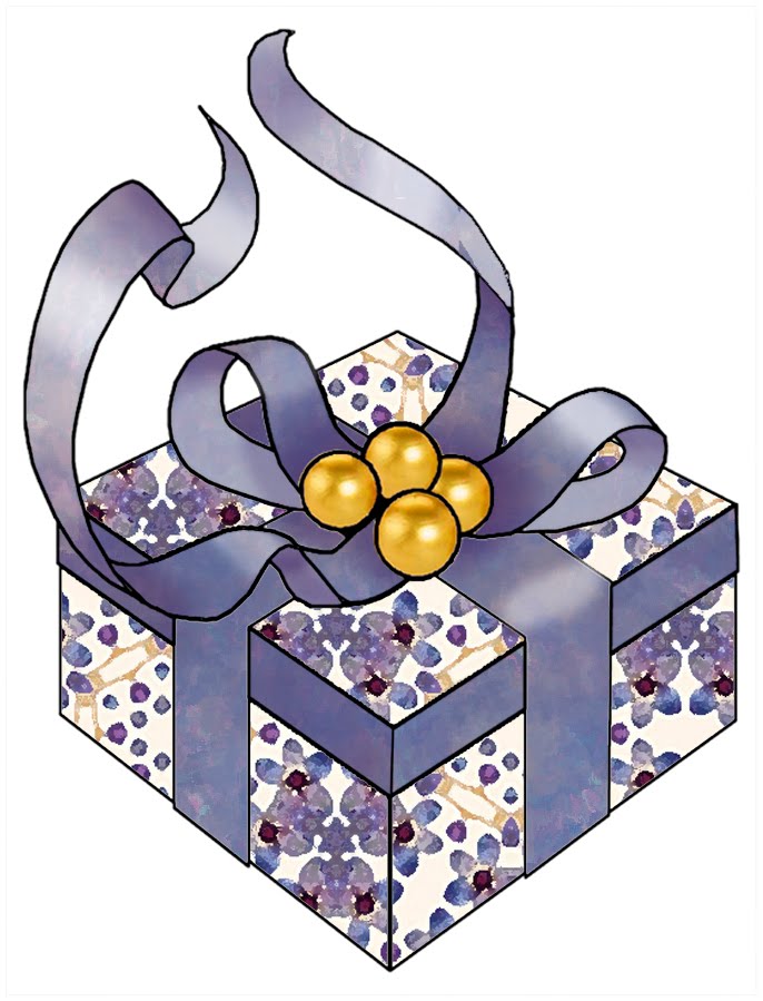 Artbyjean   Purple Wood Roses  Christmas Gift Box Clip Art From Set