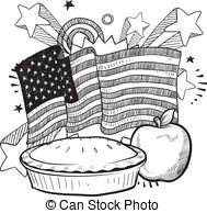 As American As Apple Pie   Doodle Style American Flag With