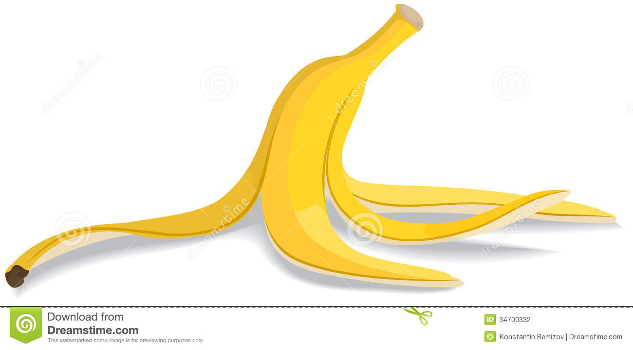 Banana Peel On A White Background  Vector Illustration