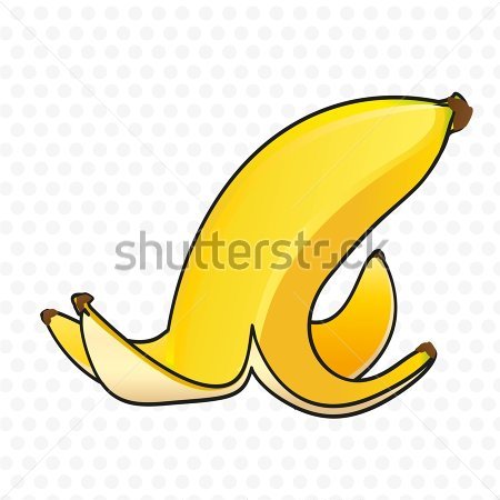 C Scara De Banana Sobre Fondo Blanco Con Puntos De Color Gris