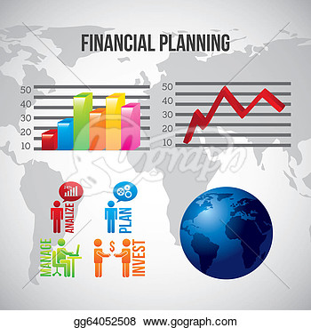 Clip Art   Financial Planning Illustration Over Gray Background