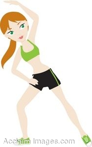 Clip Art Of A Caucasian Woman Stretching Before Exercise