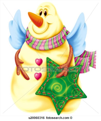 Clip Art   Snowman With Wing And Scarf  Fotosearch   Search Clipart    