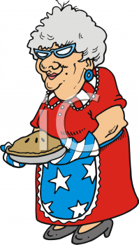 Clipart Picture Of A Patriotic Gray Haired Woman Holding A Hot Pie