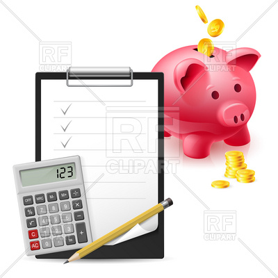 Financial Planning   Piggy Bank Calculator And Clipboard Download    