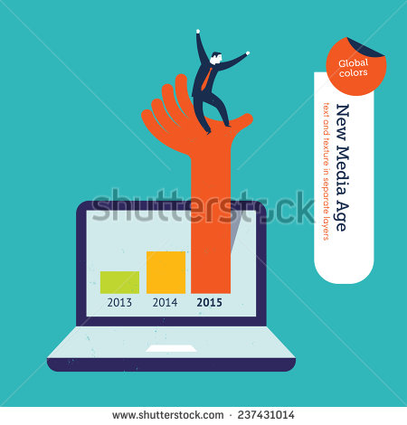 Hand Coming Out Of A Laptop In 2015 With Businessman  Vector